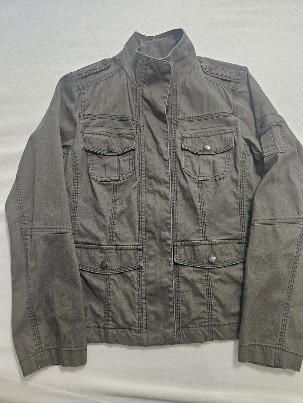 Women's Military Field Jacket in Olive Green - Classic Utility Style